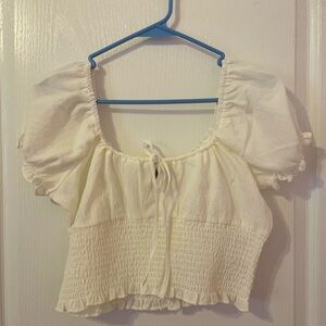 White Puff Sleeve Women's Top